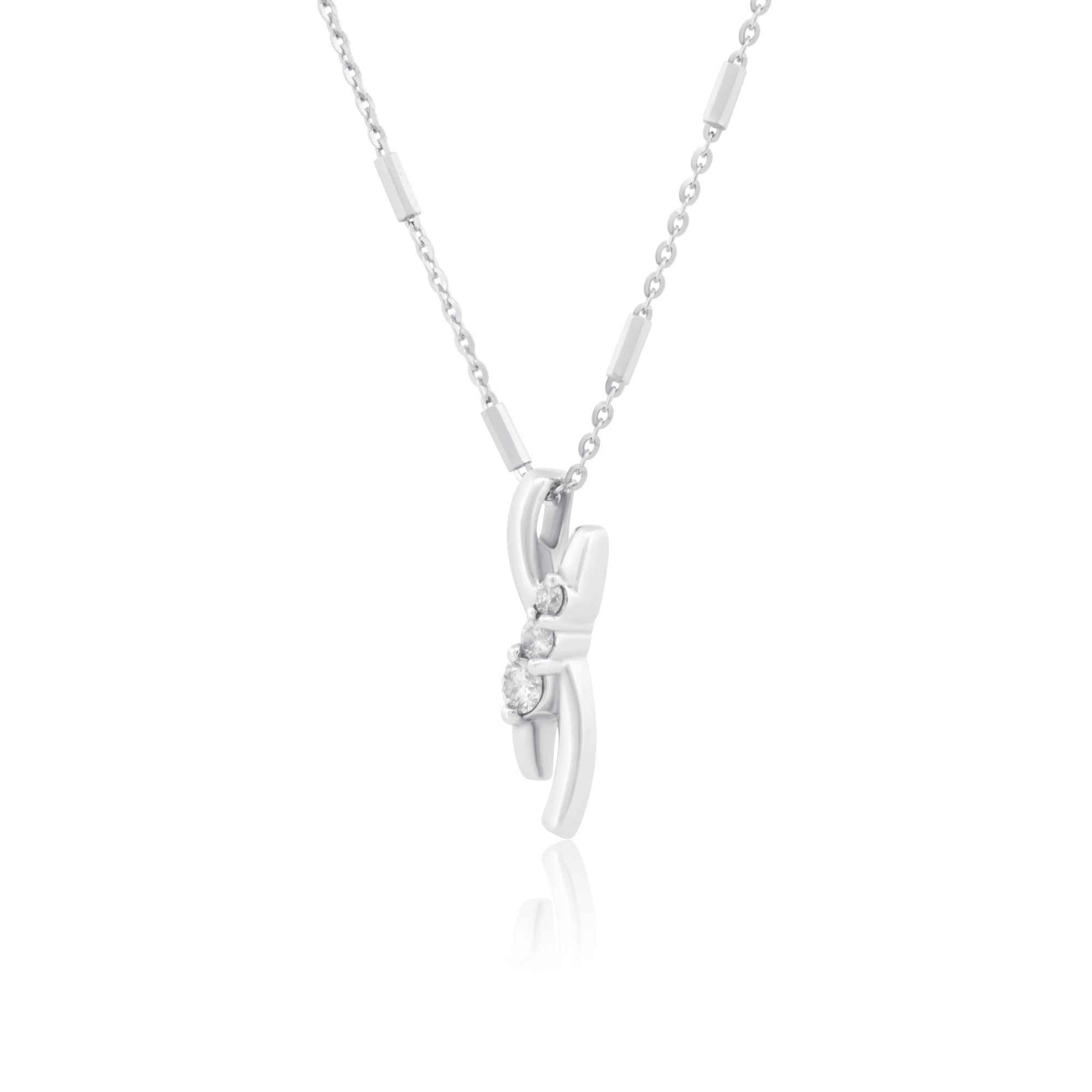 14k White Gold with .18Ctw White Diamond Twisted Minimalist Necklace