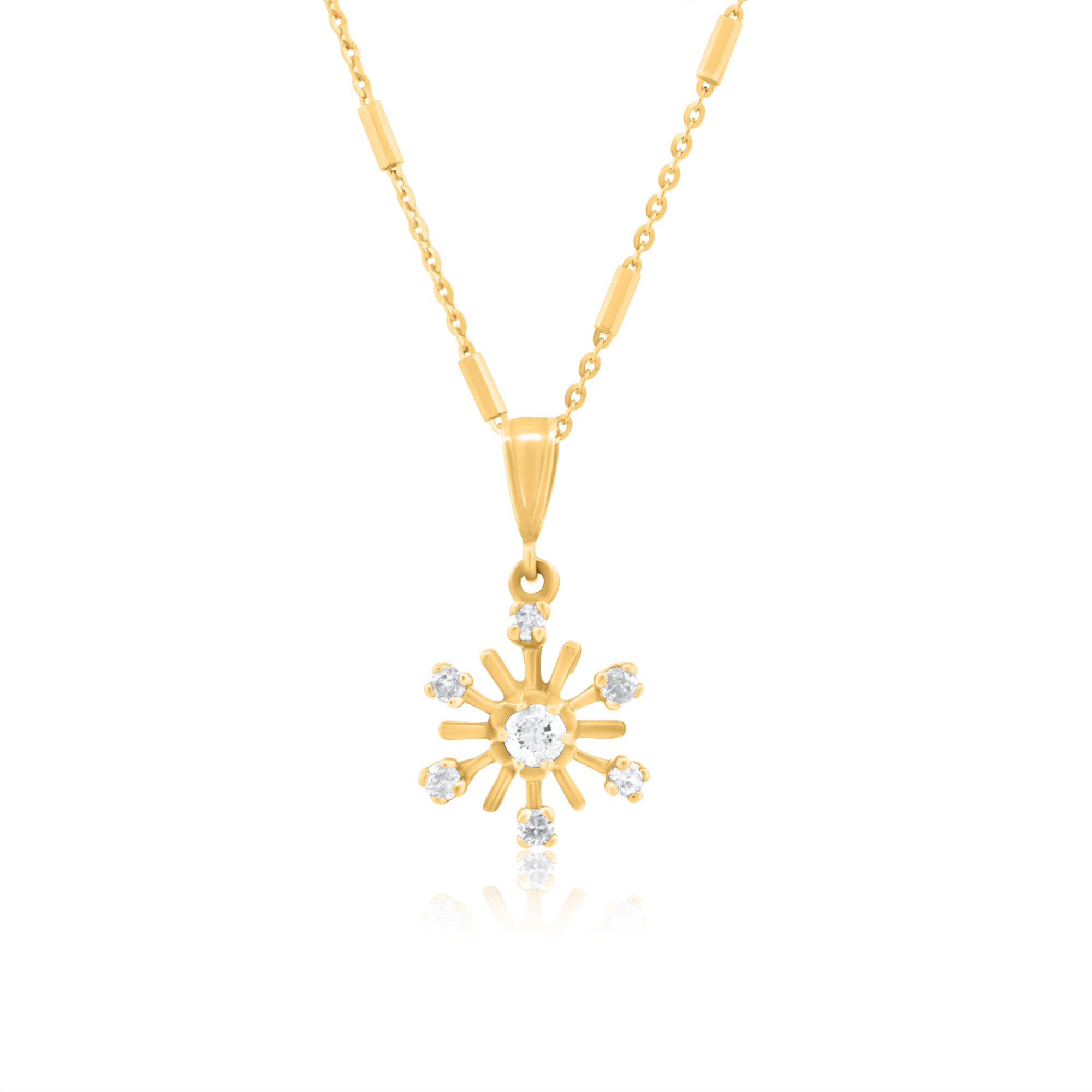 14k Yellow Gold with .14Ctw White Diamond Shining Star Polaris Necklace
