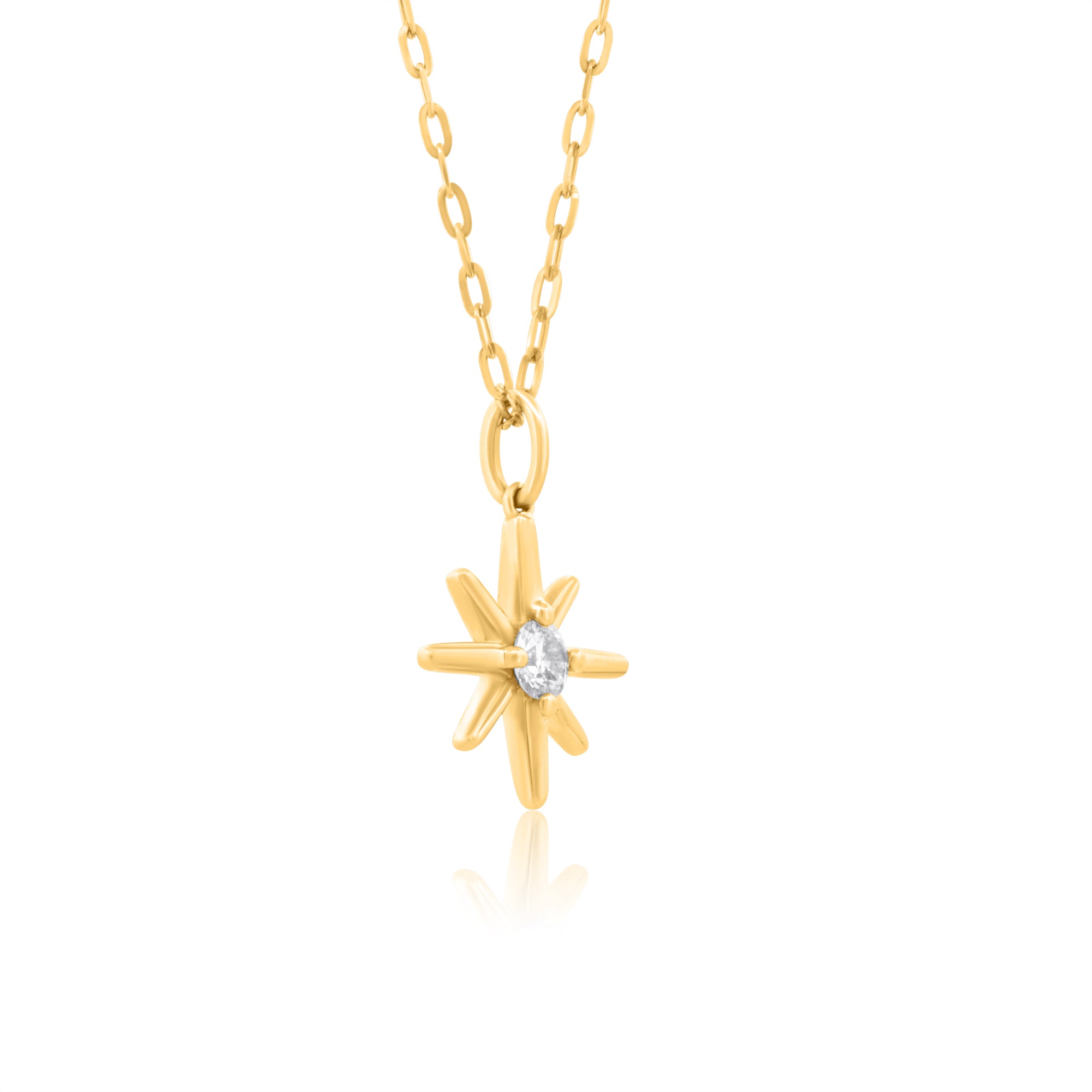 10k Yellow Gold with 0.25Ctw White Diamond North Star Necklace