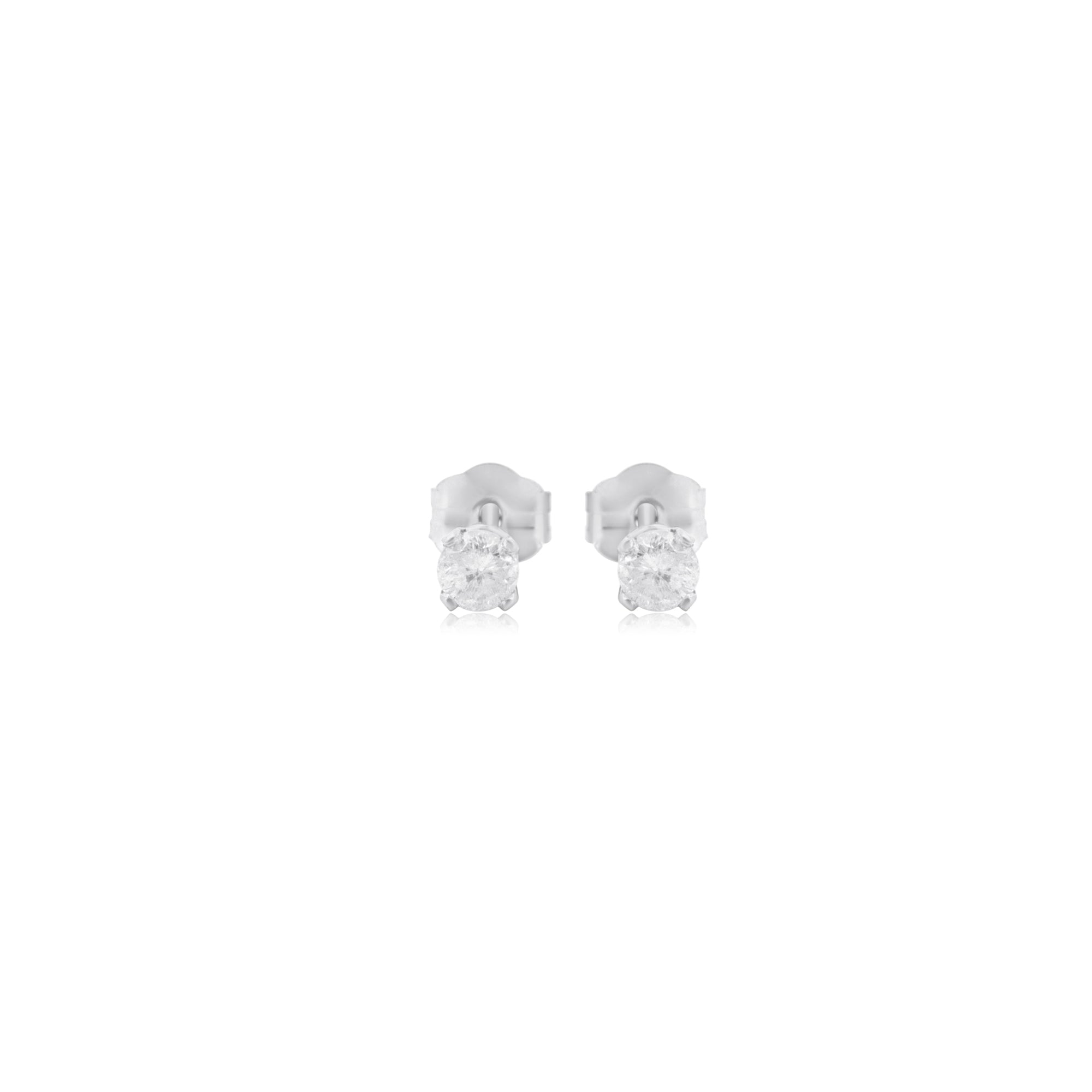 10k Solid Gold with .16Ctw Natural White Diamond Minimalist Dainty & Tiny Diamond Stud Solitaire Earrings