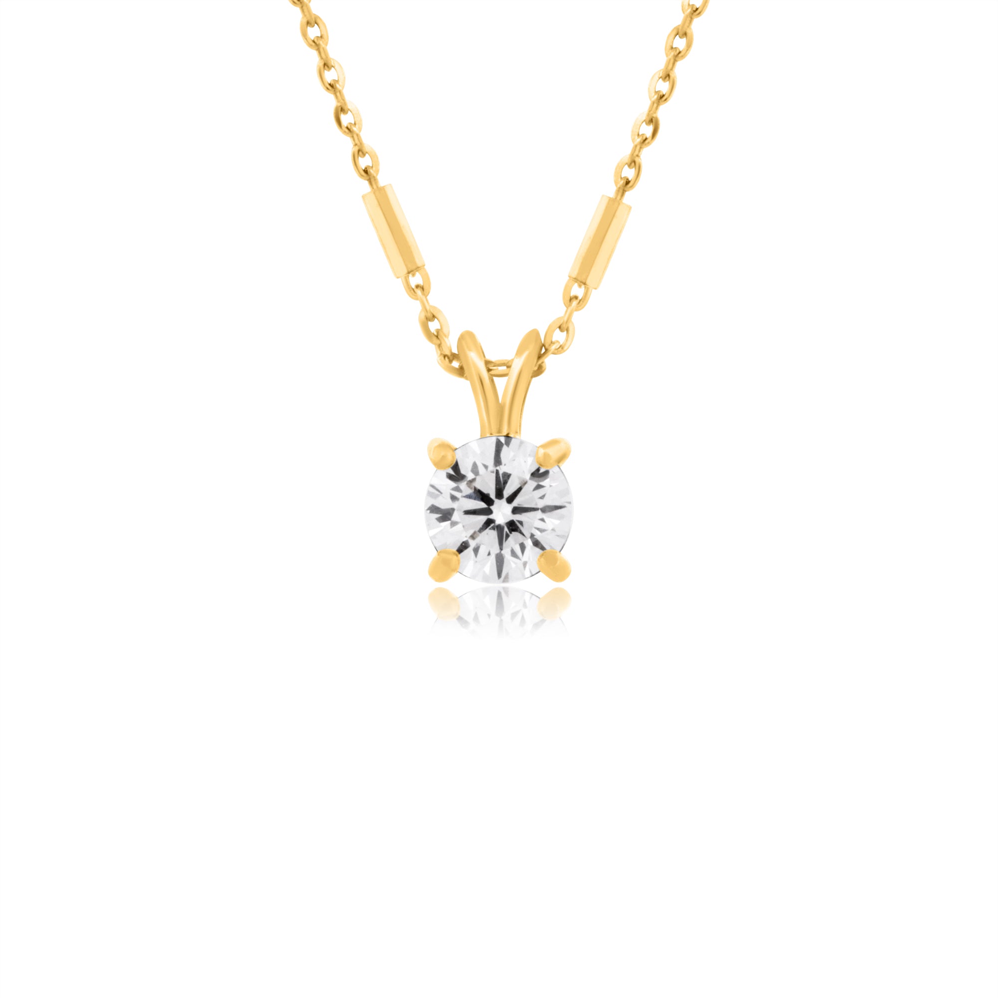 14k Yellow Gold with .53Ctw Natural White Single Diamond Solitaire Necklace