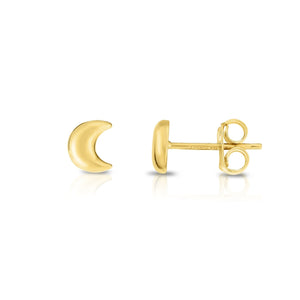 Dainty Crescent Moon Minimalist Stud Push Back Earrings - wingroupjewelry