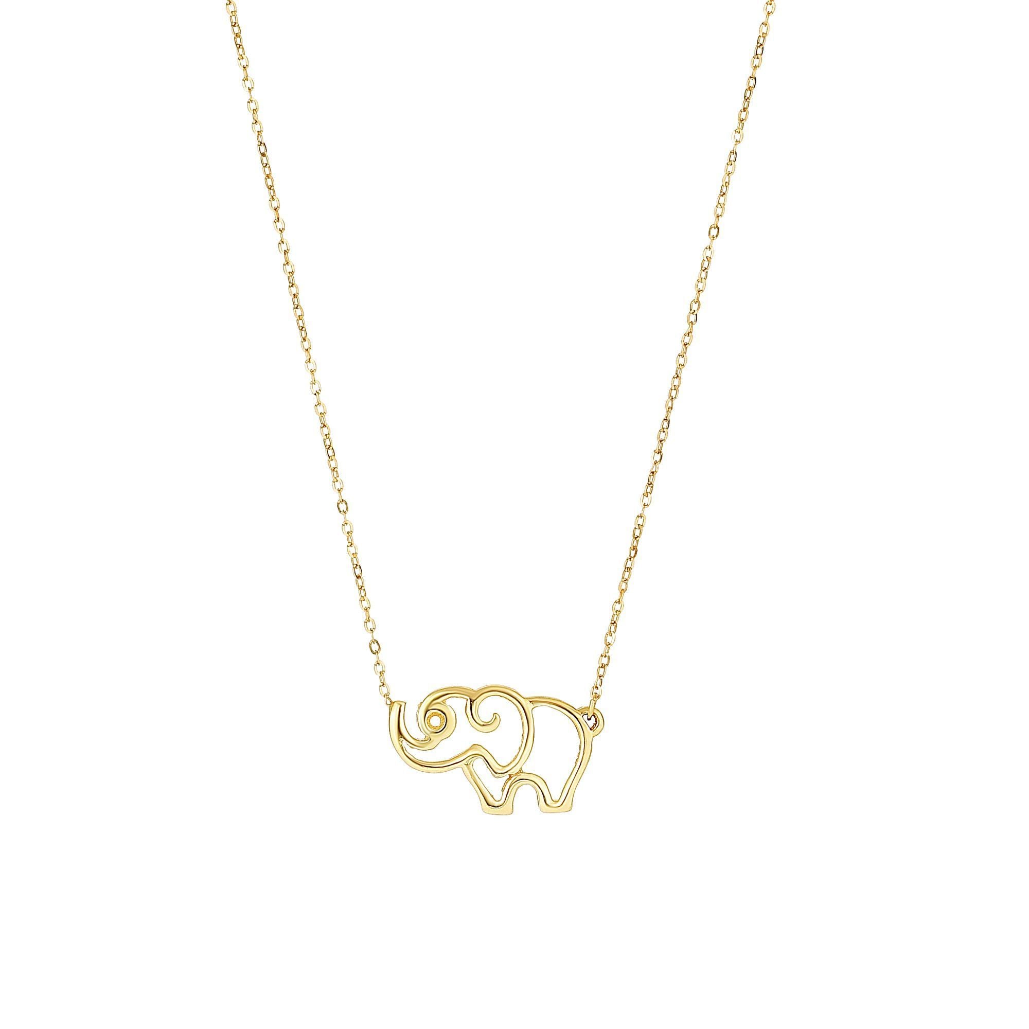 Minimalist Solid Gold Silhouette Elephant - wingroupjewelry
