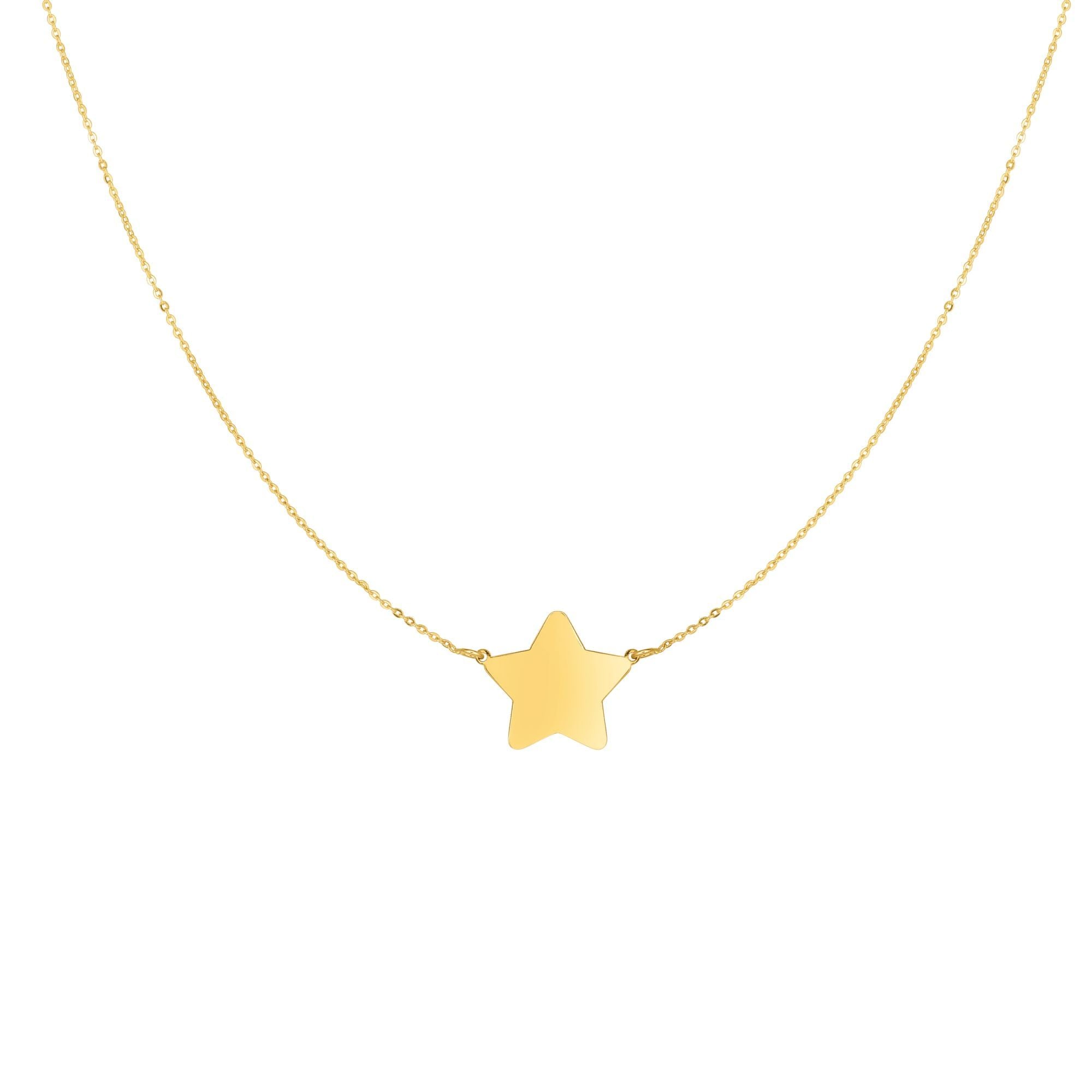 Shiny Flat Extendable Shooting Star, Lucky Star Necklace with Spring Ring Clasp - wingroupjewelry
