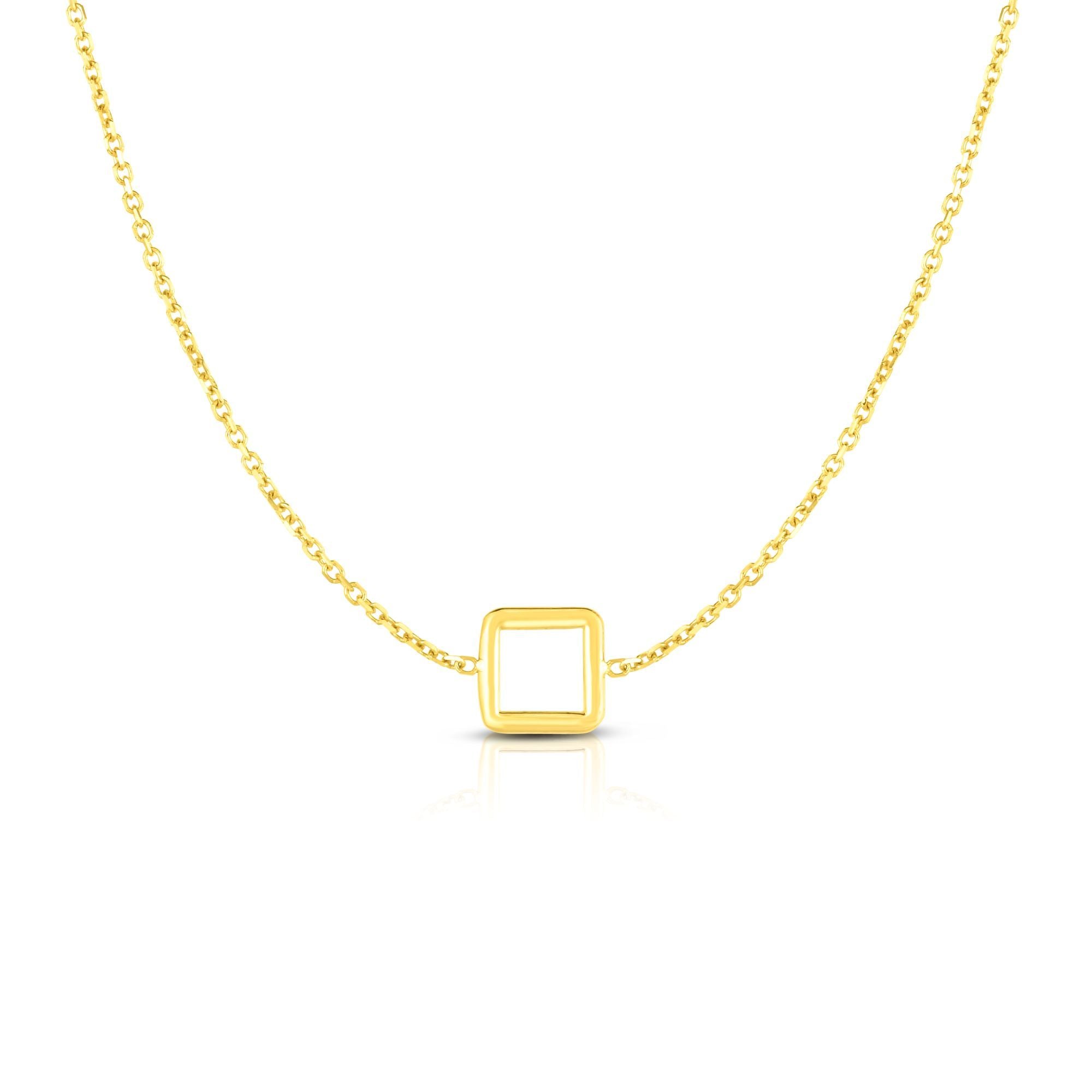 Minimalist Solid Gold Square Necklace or Earrings or Sets made of 14k Solid Yellow Gold - wingroupjewelry