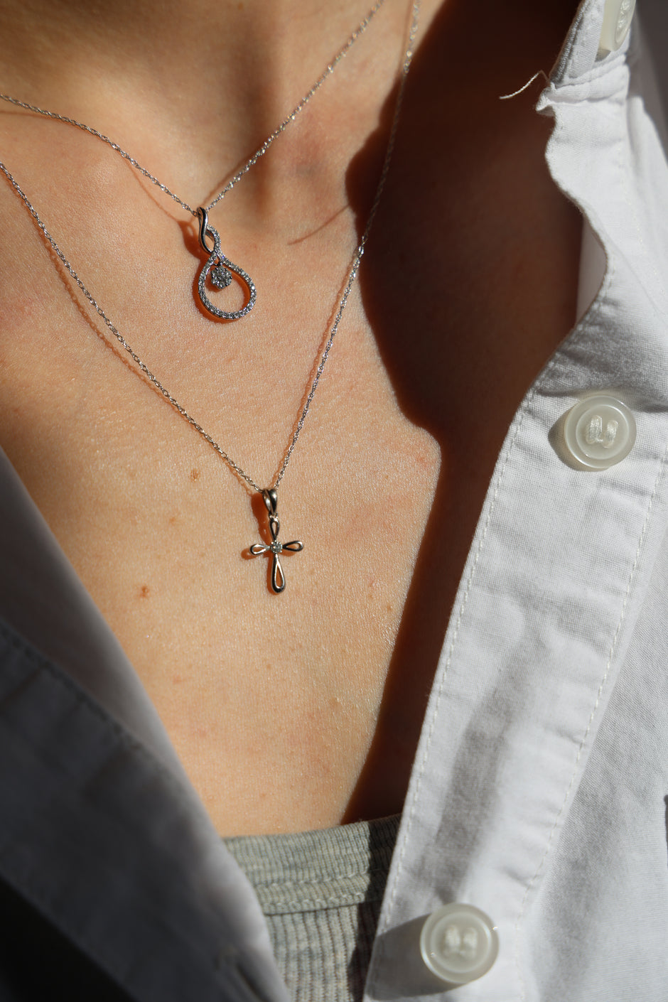 10k Gold Diamond Looped Cross Necklace