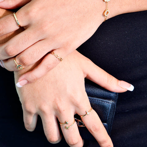 Minimalist Solid Gold Dainty Braided Gold Stacking Band Ring