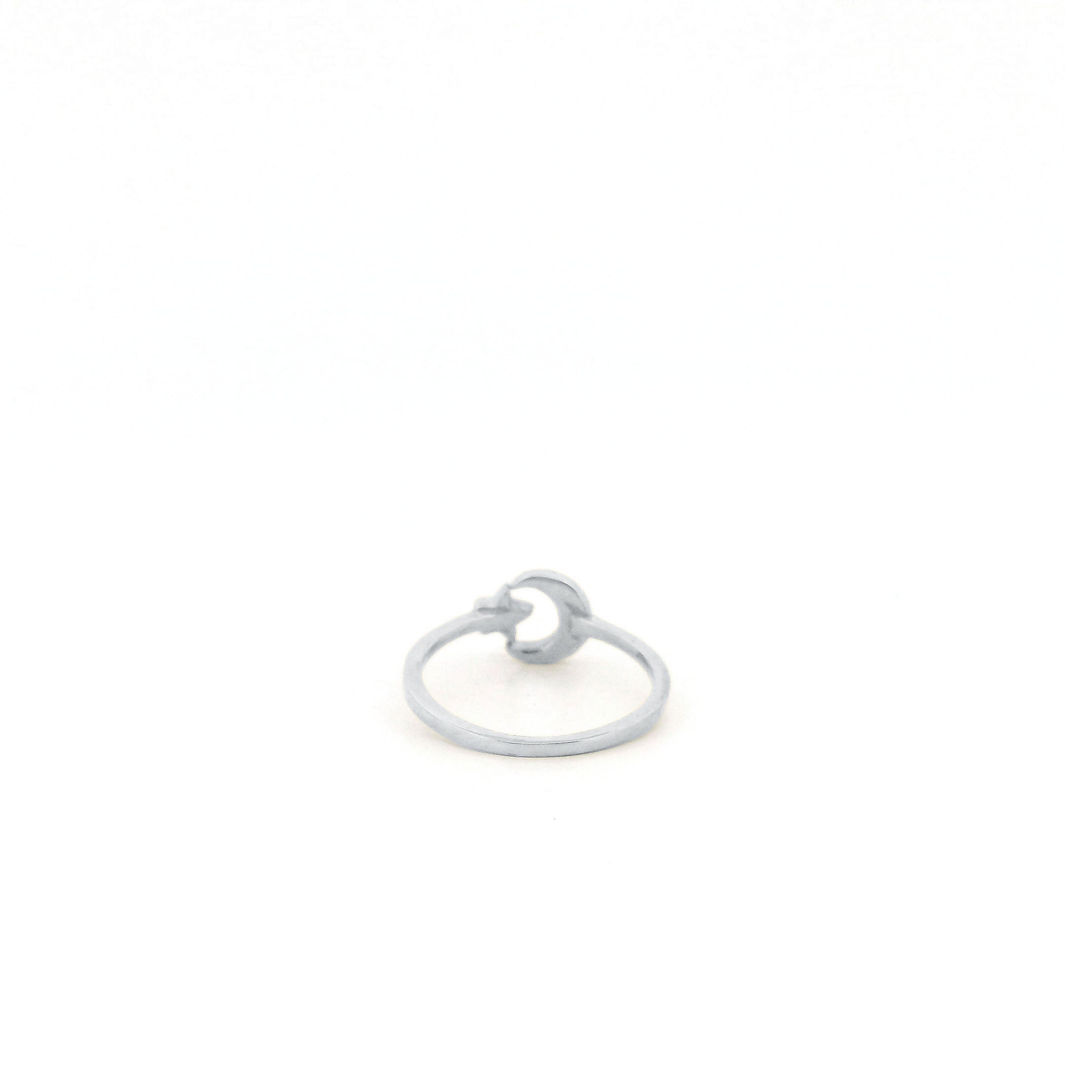Minimalist Solid Gold Dainty Crescent Moon & Star Gold Stacking Band Ring
