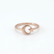 Minimalist Solid Gold Dainty Crescent Moon & Star Gold Stacking Band Ring