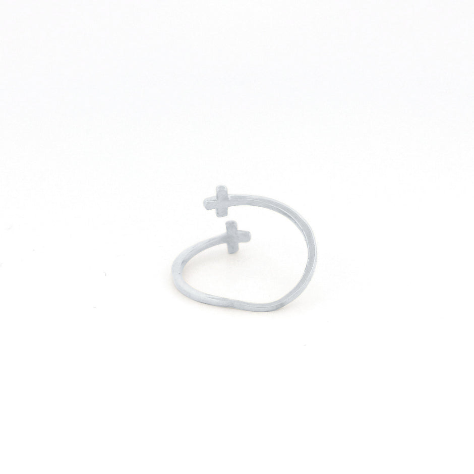 Minimalist Solid Gold Dainty Open Cross Ring