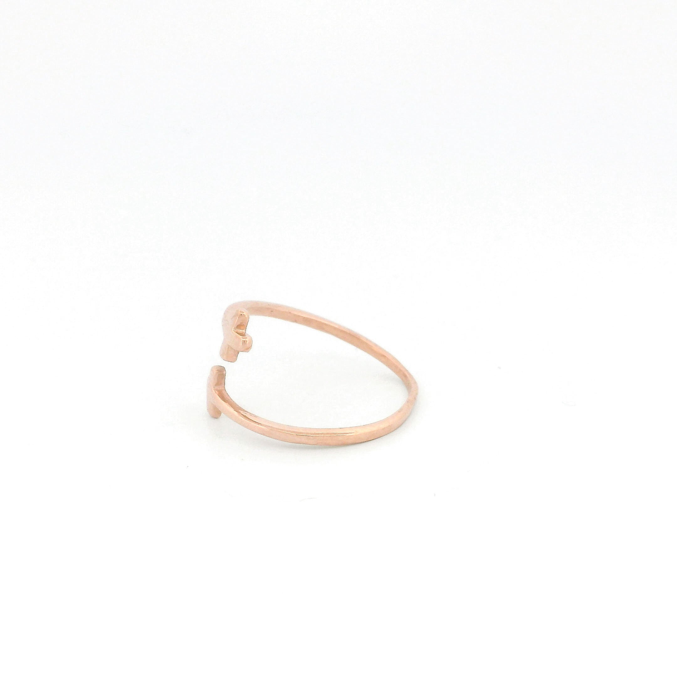 Minimalist Solid Gold Dainty Open Cross Ring