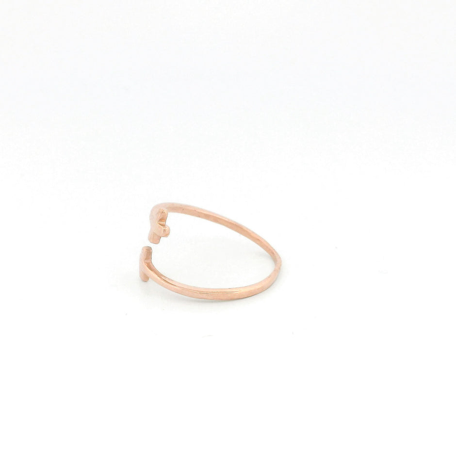 Minimalist Solid Gold Dainty Open Cross Ring
