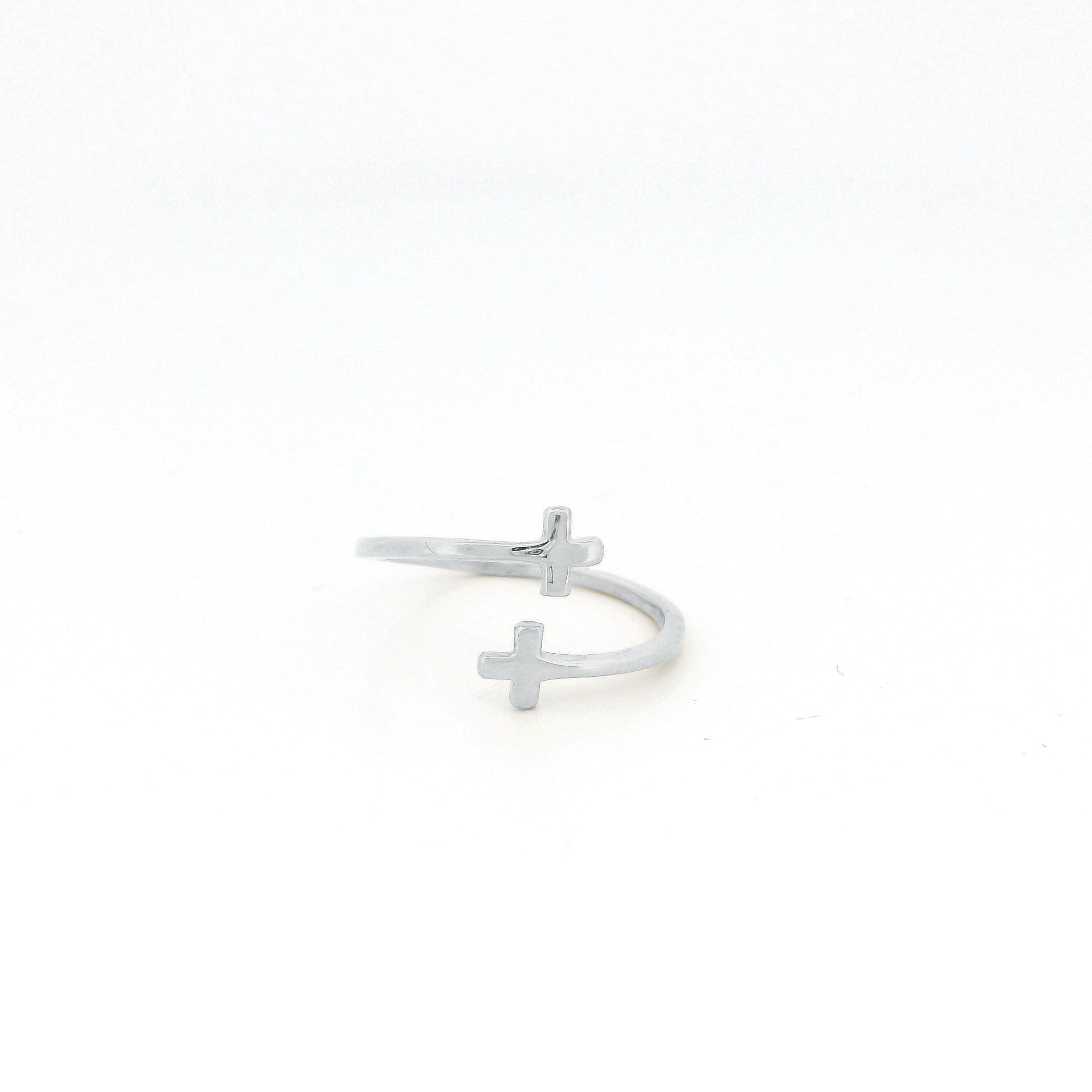 Minimalist Solid Gold Dainty Open Cross Ring