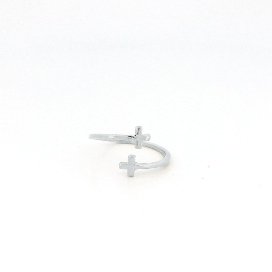 Minimalist Solid Gold Dainty Open Cross Ring
