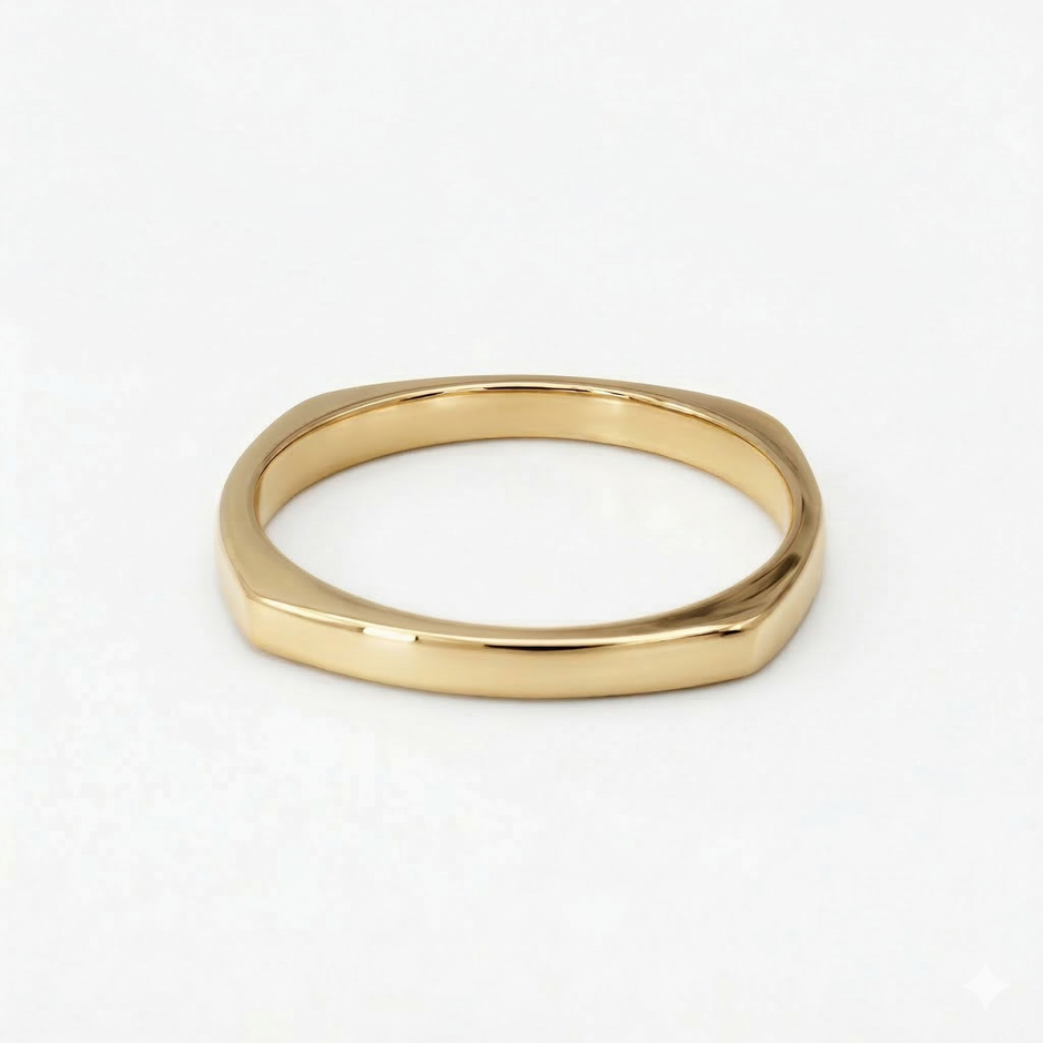 Minimalist Solid Gold Dainty Stacking Wedding Band