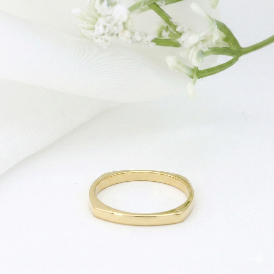 Minimalist Solid Gold Dainty Stacking Wedding Band