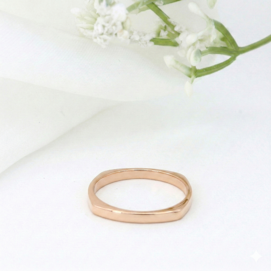 Minimalist Solid Gold Dainty Stacking Wedding Band