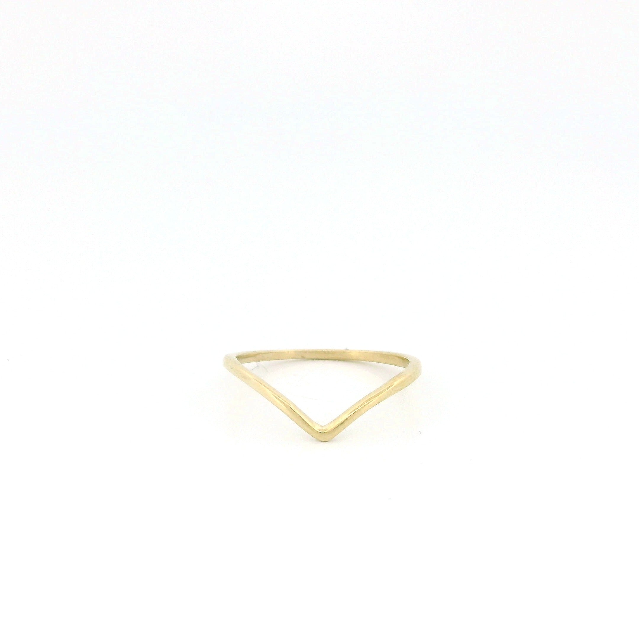 Minimalist Solid Gold Dainty Chevron V Shape Stacking Ring