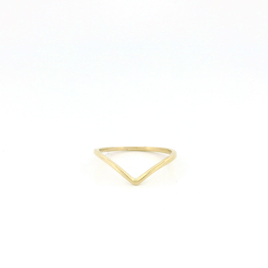 Minimalist Solid Gold Dainty Chevron V Shape Stacking Ring