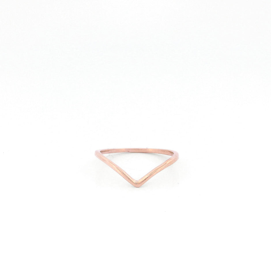Minimalist Solid Gold Dainty Chevron V Shape Stacking Ring