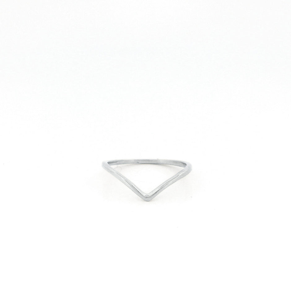 Minimalist Solid Gold Dainty Chevron V Shape Stacking Ring