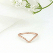 Minimalist Solid Gold Dainty Chevron V Shape Stacking Ring