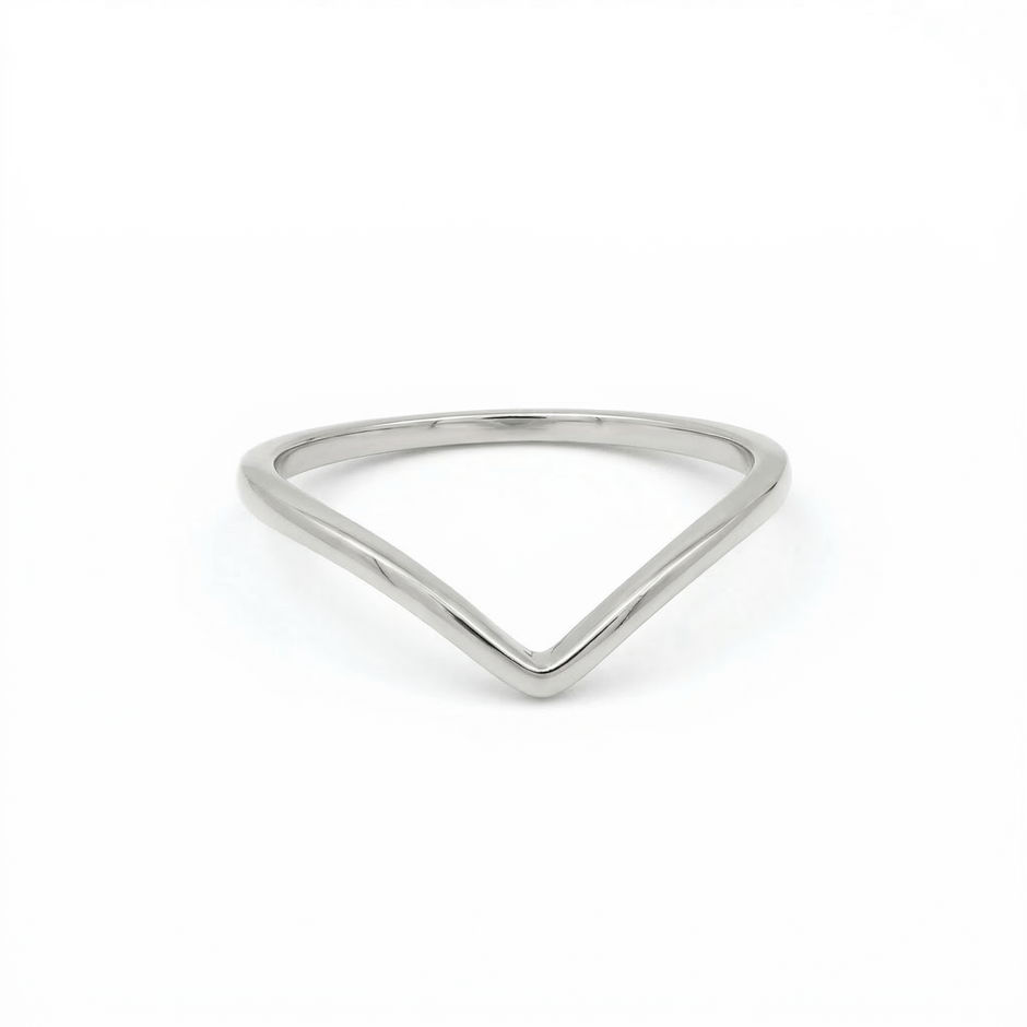 Minimalist Solid Gold Dainty Chevron V Shape Stacking Ring