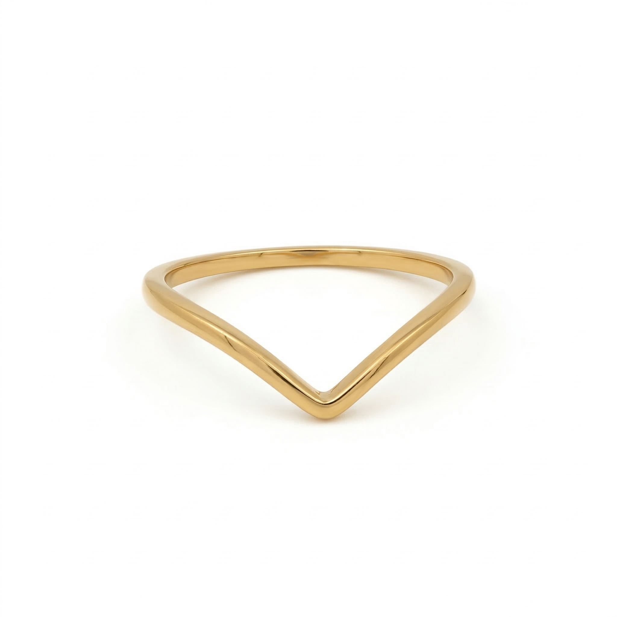 Minimalist Solid Gold Dainty Chevron V Shape Stacking Ring