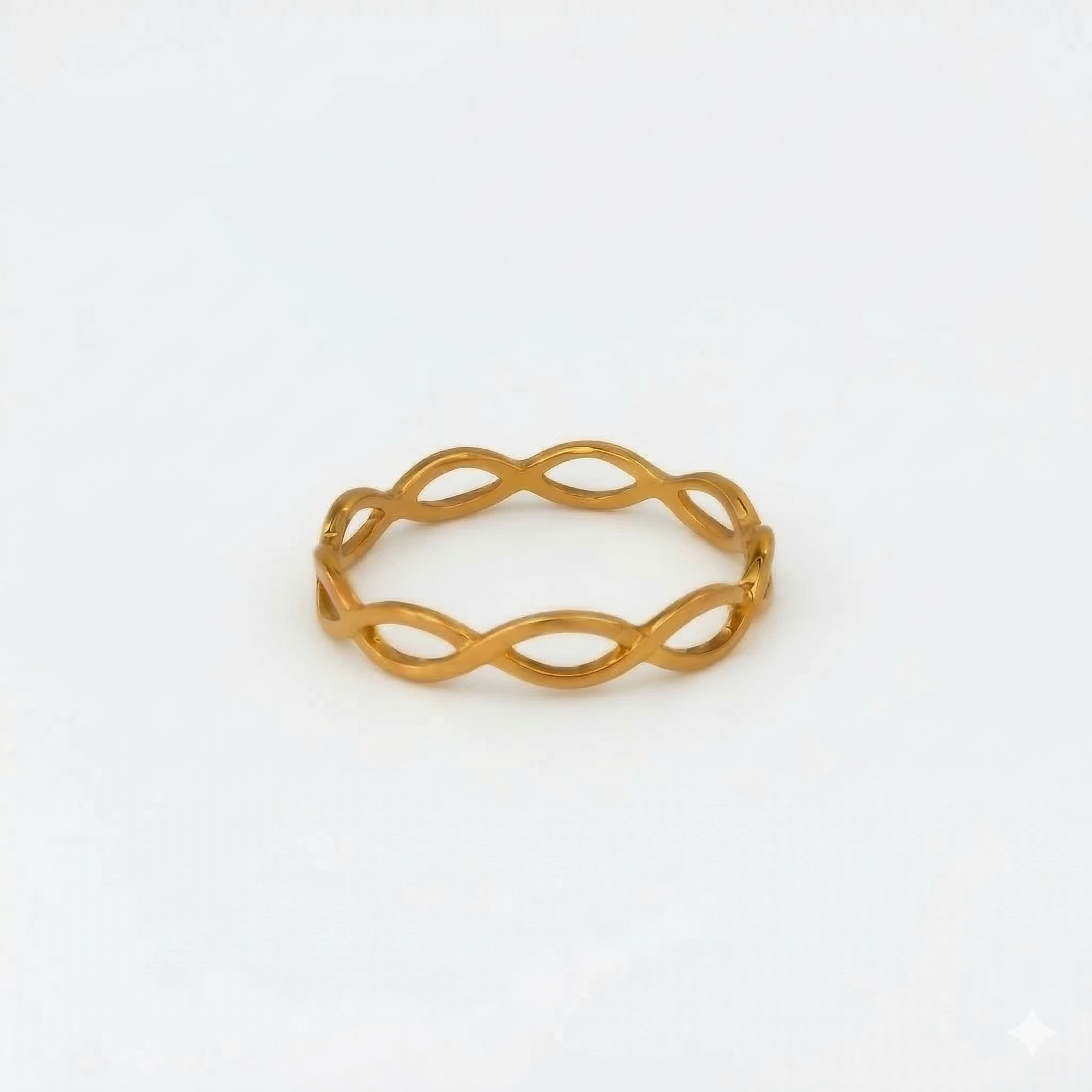 Minimalist Solid Gold Dainty Braided Gold Stacking Band Ring