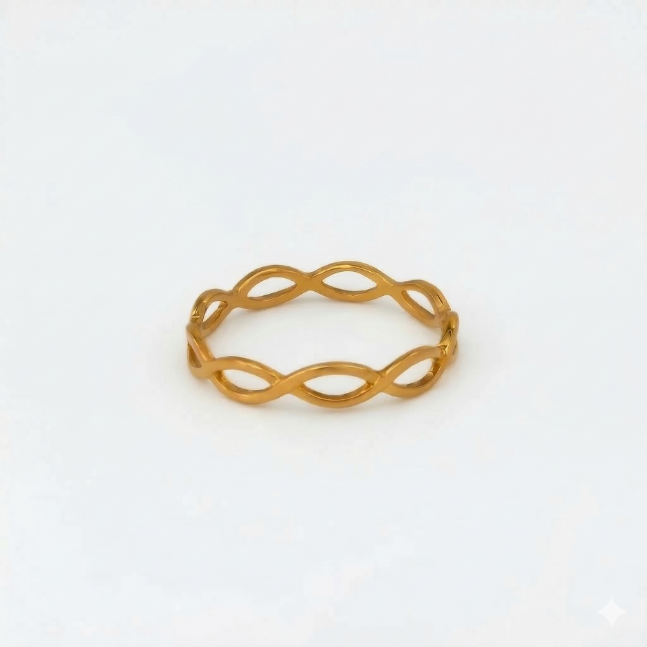 Minimalist Solid Gold Dainty Braided Gold Stacking Band Ring