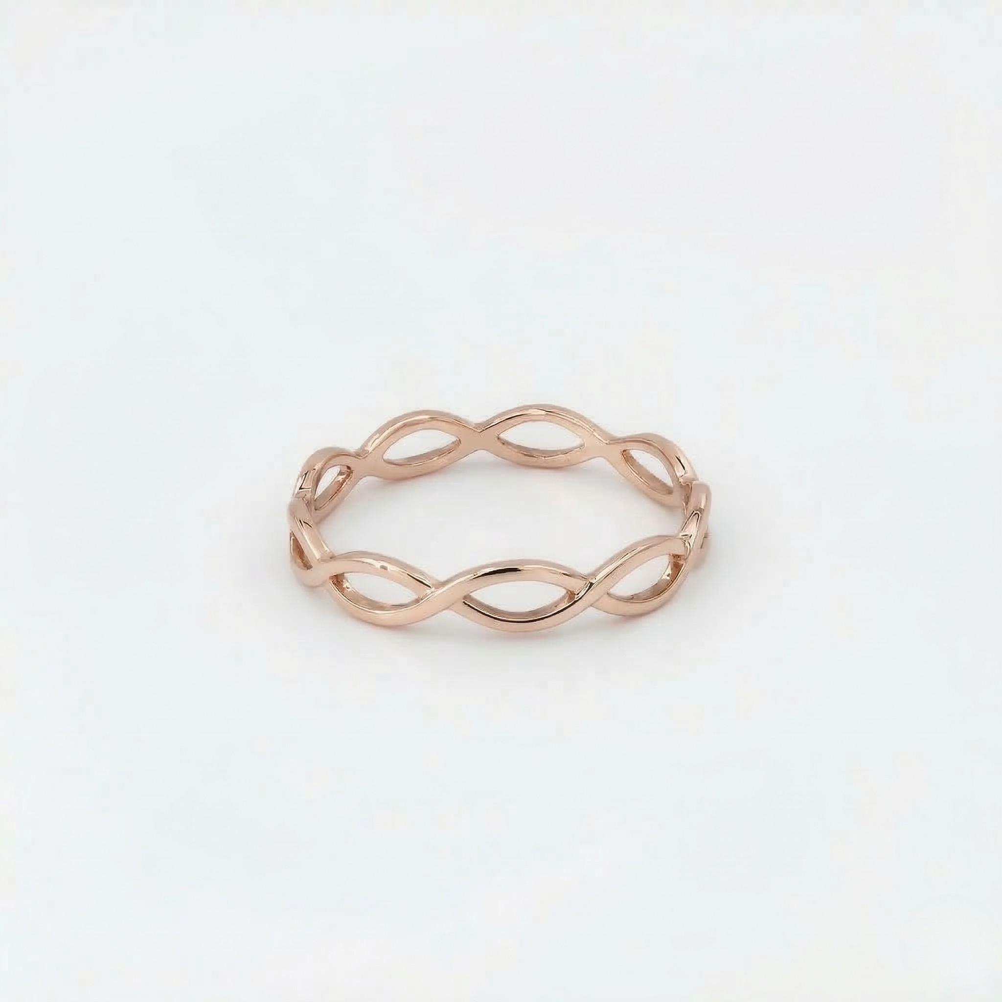 Minimalist Solid Gold Dainty Braided Gold Stacking Band Ring