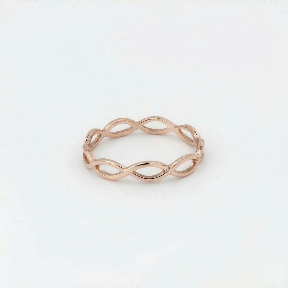 Minimalist Solid Gold Dainty Braided Gold Stacking Band Ring