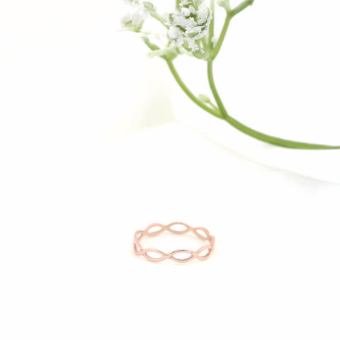 Minimalist Solid Gold Dainty Braided Gold Stacking Band Ring