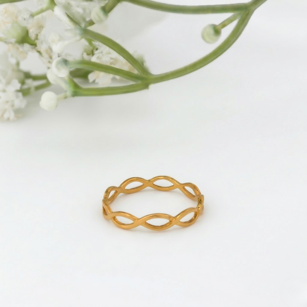 Minimalist Solid Gold Dainty Braided Gold Stacking Band Ring