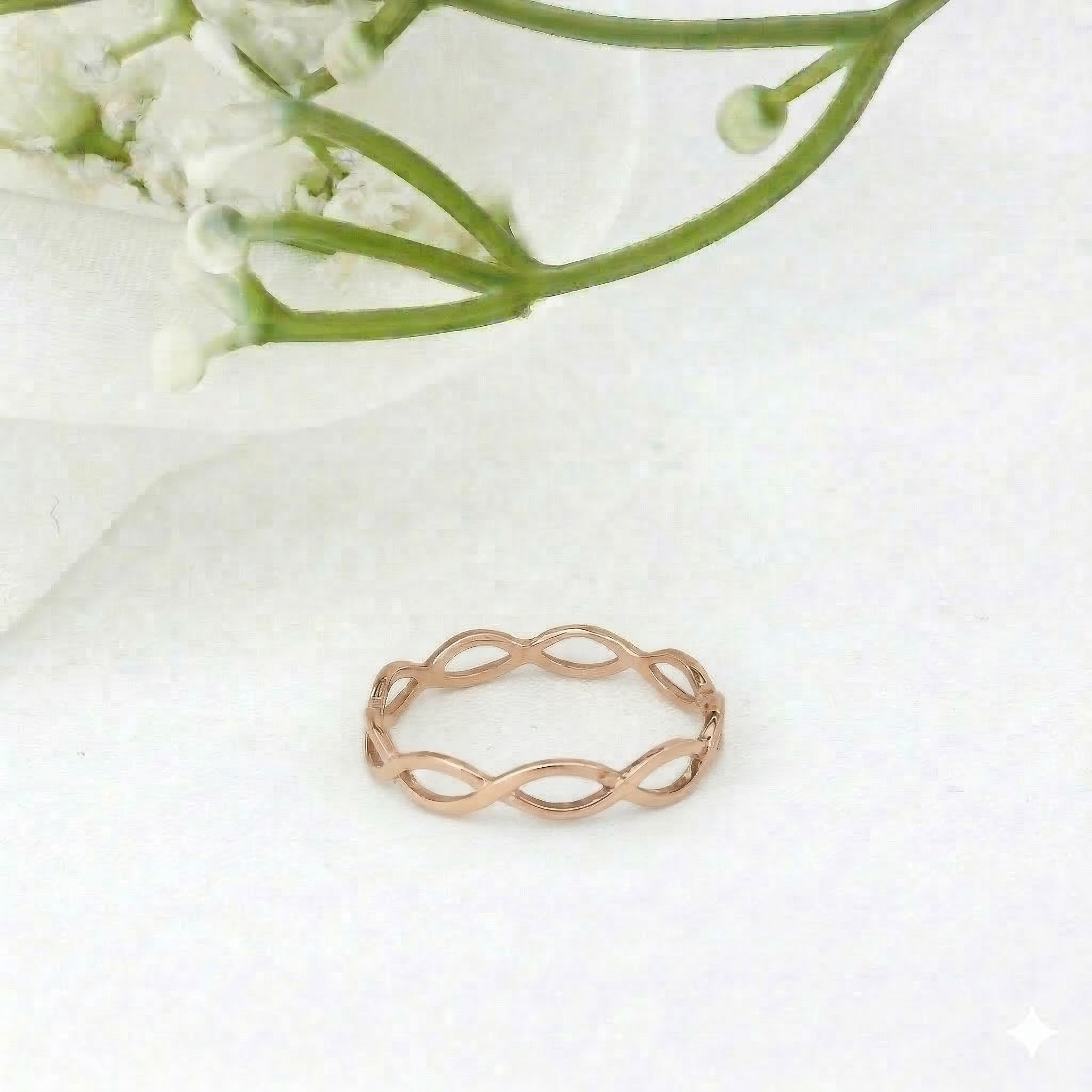 Minimalist Solid Gold Dainty Braided Gold Stacking Band Ring