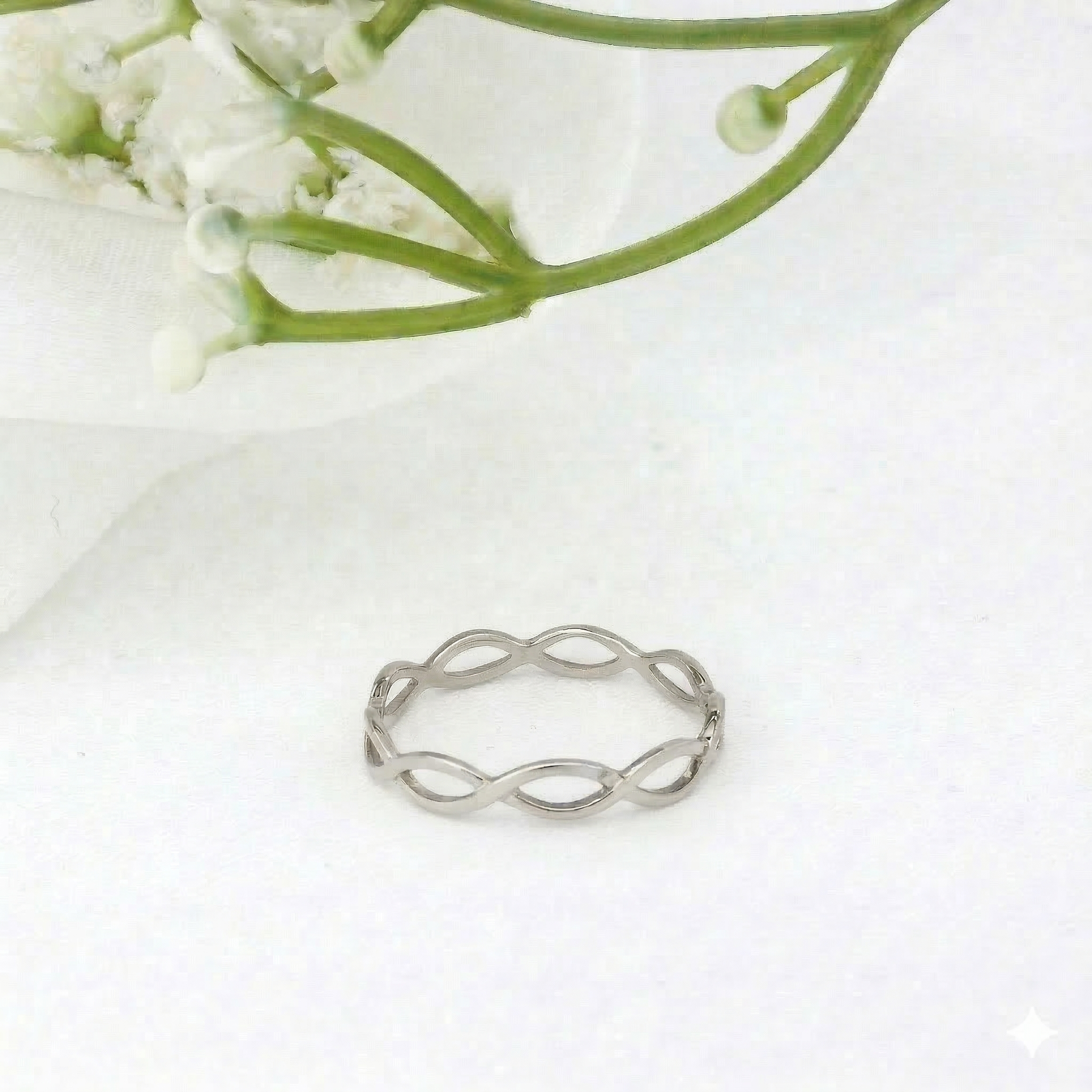 Minimalist Solid Gold Dainty Braided Gold Stacking Band Ring