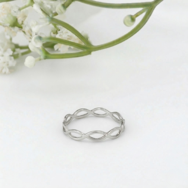 Minimalist Solid Gold Dainty Braided Gold Stacking Band Ring