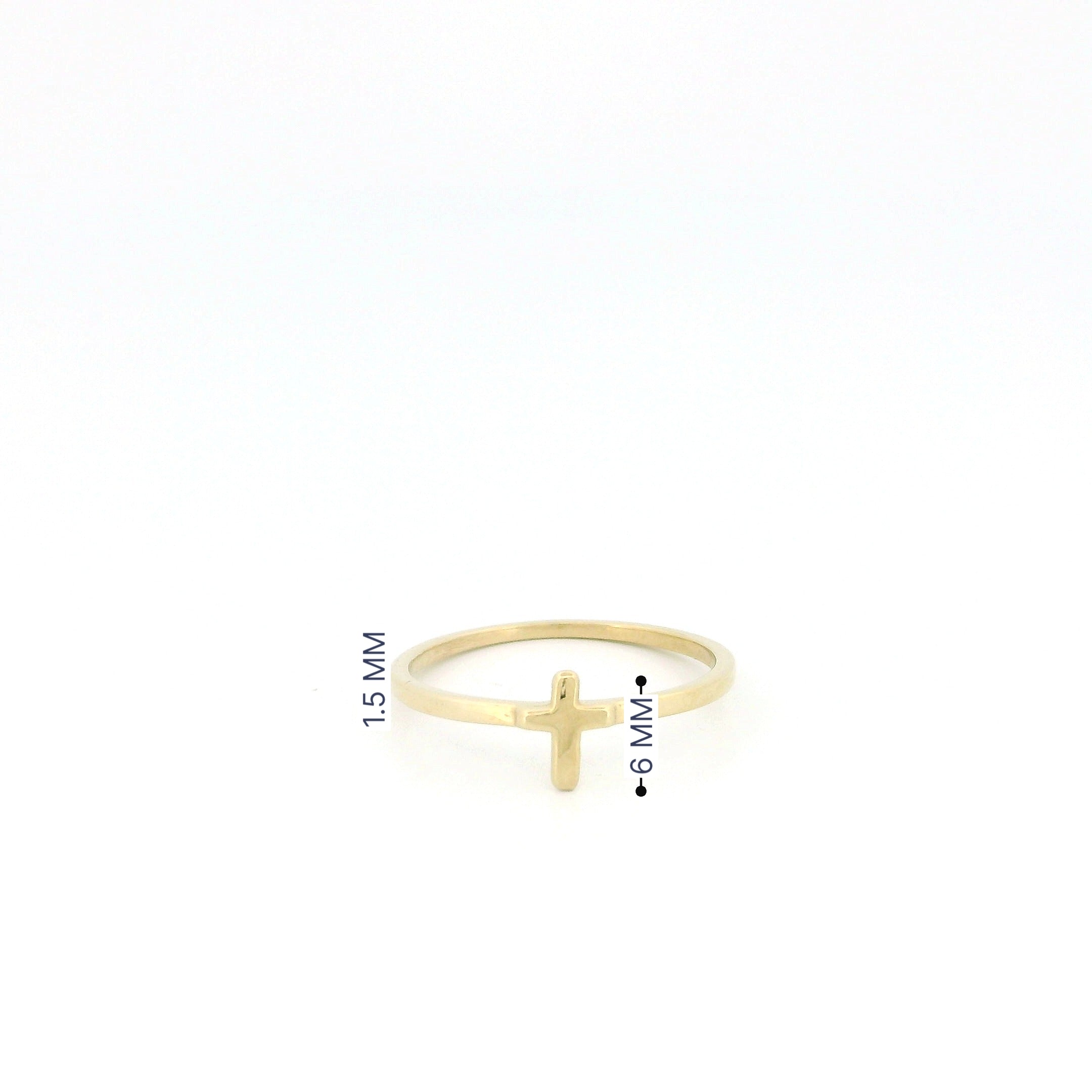 Minimalist Solid Gold Dainty Cross Christian Faith Ring
