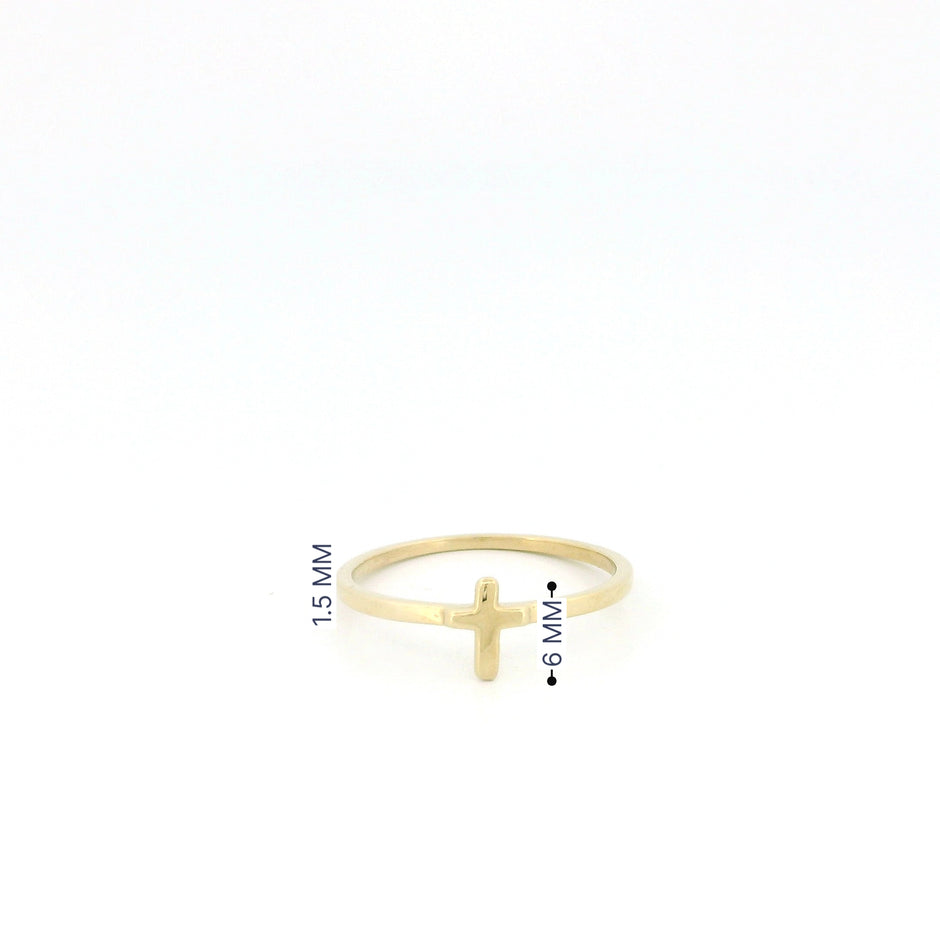 Minimalist Solid Gold Dainty Cross Christian Faith Ring