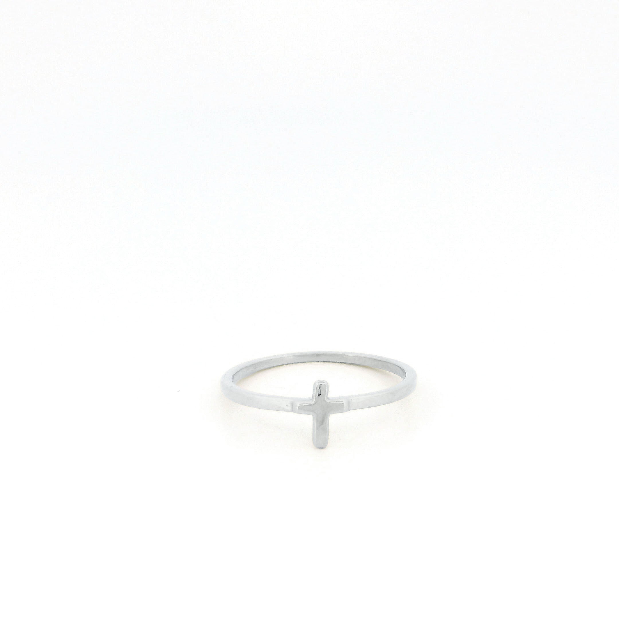 Minimalist Solid Gold Dainty Cross Christian Faith Ring