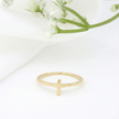Minimalist Solid Gold Dainty Cross Christian Faith Ring