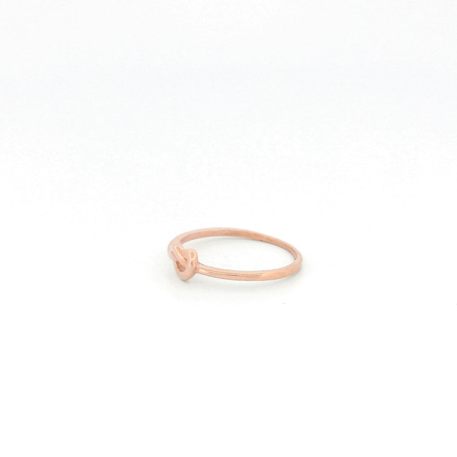 Minimalist Solid Gold Dainty True Knot Stacking Band Ring