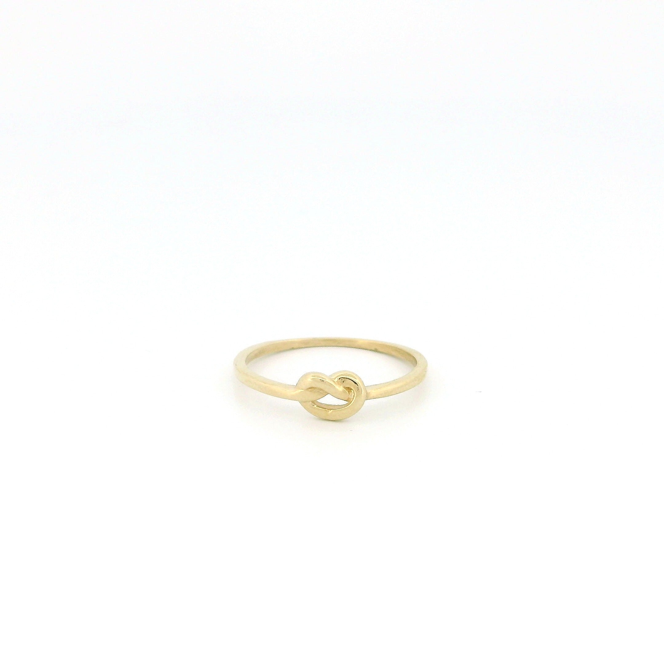 Minimalist Solid Gold Dainty True Knot Stacking Band Ring