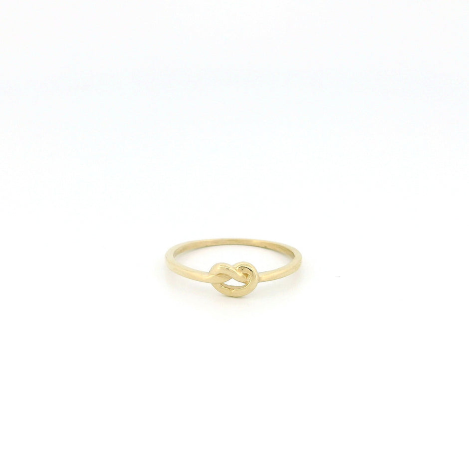 Minimalist Solid Gold Dainty True Knot Stacking Band Ring
