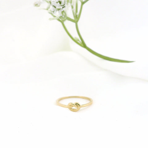 Minimalist Solid Gold Dainty True Knot Stacking Band Ring