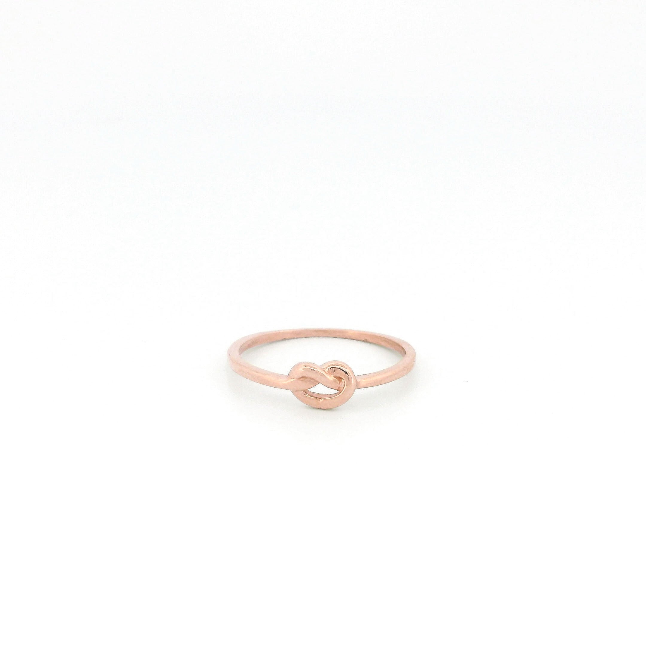 Minimalist Solid Gold Dainty True Knot Stacking Band Ring