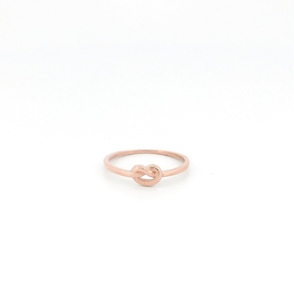 Minimalist Solid Gold Dainty True Knot Stacking Band Ring