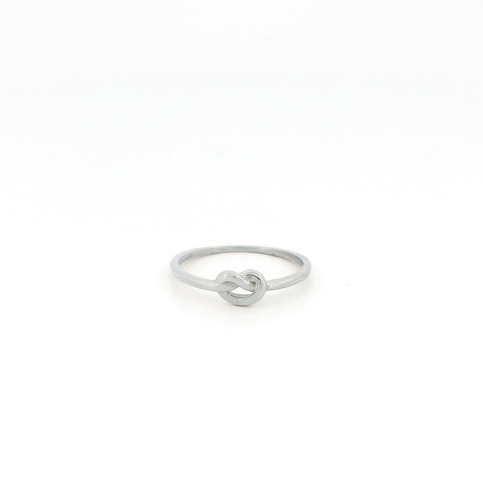 Minimalist Solid Gold Dainty True Knot Stacking Band Ring