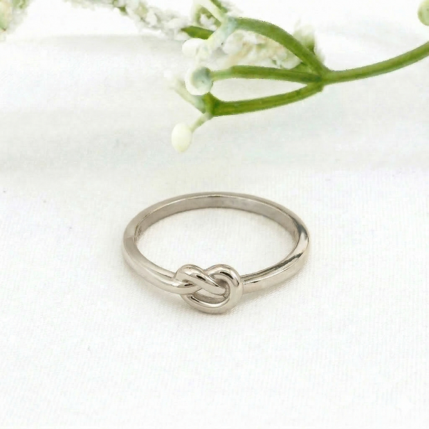 Minimalist Solid Gold Dainty True Knot Stacking Band Ring