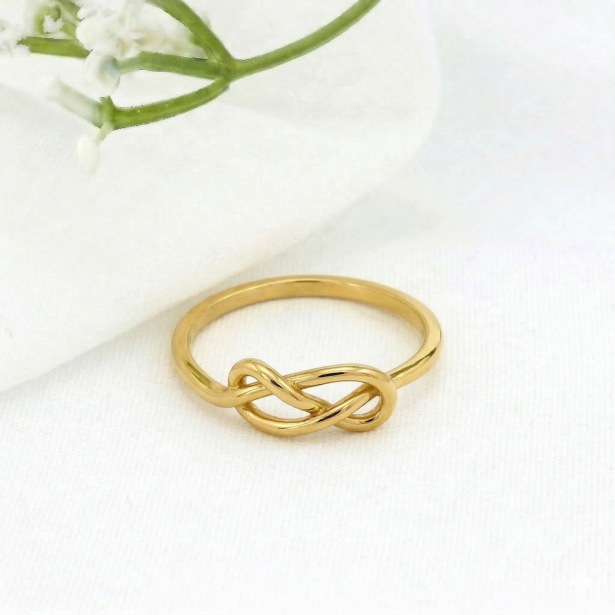 Minimalist Solid Gold Dainty Infinity Love Knot Ring